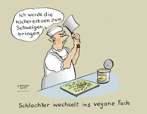 Cartoon: Veganer Schlachter (medium) by Wackelpeter tagged vegan,schlachter