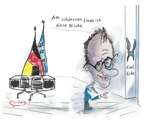 Cartoon: Bundeskanzleramt Einzug am 6 Mai (medium) by TomPauLeser tagged bundeskanzleramt,kanzleramt,büro,kanzlerbüro,groko,regierung,union,koalition,bundesregierung,satire,bundeskanzler,friedrich,merz,cdu,spd,deutschland,esel,einzug,tompaule,koalitionsvertrag