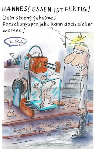 Cartoon: Das Essen ist fertig (medium) by TomPauLeser tagged 3ddrucker,drucker