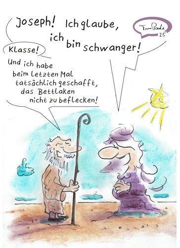 Cartoon: Heiligabend ist in 263 Tagen (medium) by TomPauLeser tagged maria,josef,joseph,jesus,schwanger,unbefleckt,empfängnis,schwangerschaft