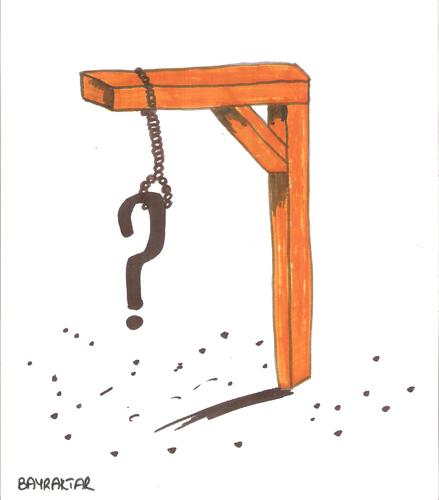 Cartoon: question mark the execution (medium) by Seydi Ahmet BAYRAKTAR tagged the,mark,question,execution