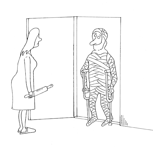 Cartoon: meeting (medium) by Tarasenko  Valeri tagged meeting,fracture,sick,evening