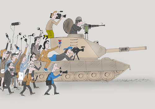 Cartoon: tank (medium) by Tarasenko  Valeri tagged journalists,humor,tank,attack