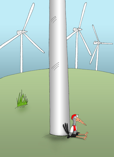 Cartoon: Woodpecker (medium) by Tarasenko  Valeri tagged fan,wind,energy,woodpecker