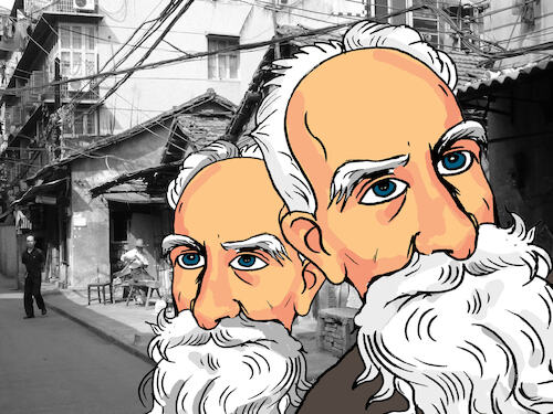 Cartoon: Edmund Husserl in China (medium) by laodu tagged philosophy,socialist,skeptic,husserl,intellectual