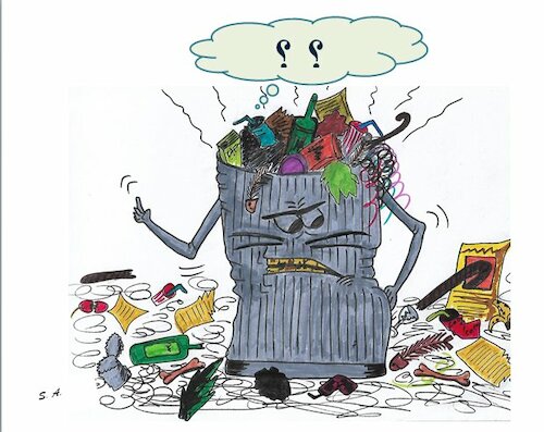 Cartoon: Why rubbish ? (medium) by sally cartoonist tagged rubbish,bin