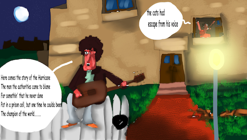 Cartoon: bob dylan singing at night (medium) by sal tagged cartoon