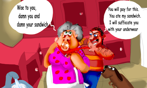 Cartoon: FIGHT OVER A SANDWICH (medium) by sal tagged cartoon