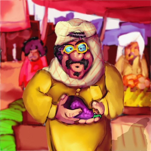 Cartoon: The Eggplant (medium) by sal tagged cartoon,eggplant,baba,ghanoush