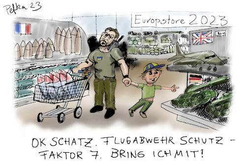 Cartoon: Shoppingtour (medium) by pefka tagged ukraine,waffen,krieg,putin