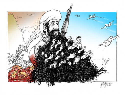 Cartoon: The Shadow of Bin Laden (medium) by Grethen tagged kabul,afganisthan,taliban,bin,laden,terror