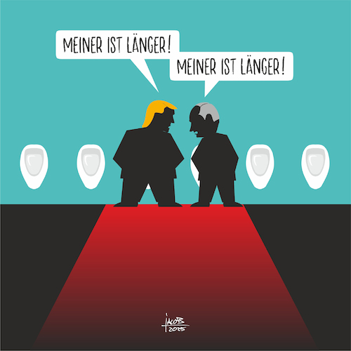 Cartoon: Zipfeltreffen (medium) by Büro für gehobenen Unfug tagged gipfeltreffen,trump,putin,größenvergleich