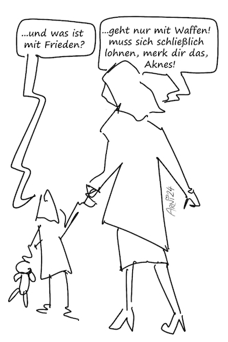 Cartoon: Friedensgespräch 1 (medium) by Arni tagged friede,frieden,eu,mutter,tochter,sohn,kind,eltern,bewusstsein,waffen,krieg,aufrüstung,lobby,gewinne,umsätze,aknes,agnes