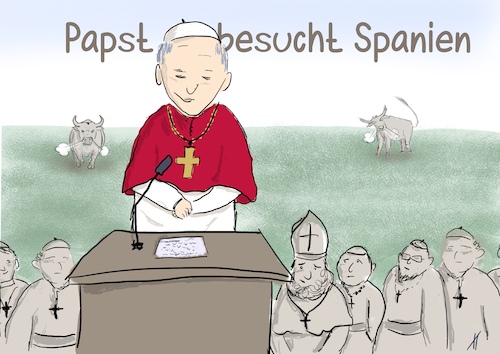 Cartoon: Gottvertrauen (medium) by Gabi Horvath tagged papst,leo,xiv,besuch,spanien,messe,fronleichnam,papst,leo,xiv,besuch,spanien,messe,fronleichnam