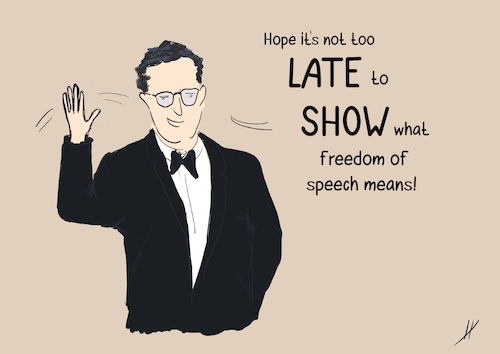 Cartoon: Goodbye Stephen Colbert (medium) by Gabi Horvath tagged late,show,stephen,colbert,cbs,usa,late,show,stephen,colbert,cbs,usa
