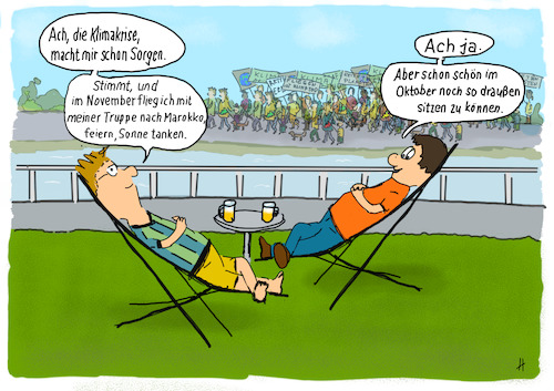 Cartoon: Klimademo regt zum Nachdenken an (medium) by Gabi Horvath tagged klima,demo,klimakrise