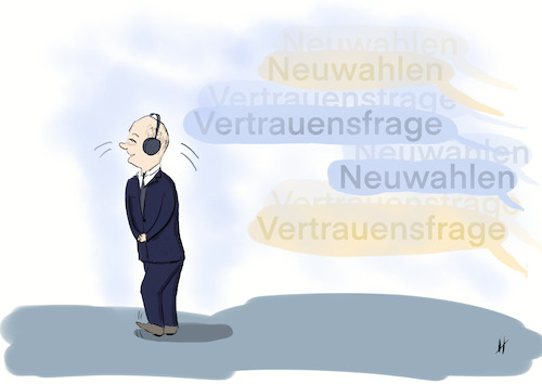 Cartoon: Neuwahlen-noch nicht! (medium) by Gabi Horvath tagged scholz,vertrauensfrage,neuwahlen,spd,cdu,fdp,grüne,merz,koalition,ampel