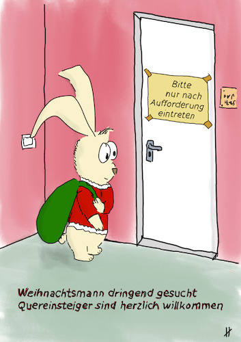 Cartoon: Quereinsteiger-Weihnachtsmann (medium) by Gabi Horvath tagged personalmangel,fachkräftemangel,quereinsteiger,weihnachten,weihnachtsmann