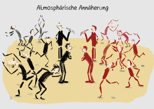 Cartoon: Atmosphärische Annäherung (medium) by Gabi Horvath tagged sondierungen,sondierungsgespräche,parteien,merz,klingbeil,koalition,groko,cdu,spd,kanzler,bundesregierung,regierungsbildung,sondierungen,sondierungsgespräche,parteien,merz,klingbeil,koalition,groko,cdu,spd,kanzler,bundesregierung,regierungsbildung