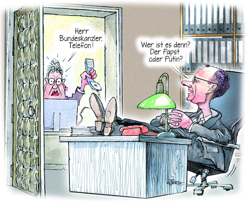 Cartoon: Anruf im Kanzleramt (medium) by Ritter-Cartoons tagged anruf,für,bundeskanzler,friedrich,merz,anruf,für,bundeskanzler,friedrich,merz
