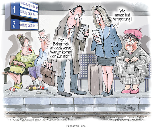 Cartoon: Bahnstreikende (medium) by Ritter-Cartoons tagged bahnstreikende