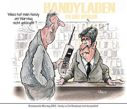 Cartoon: Bundesweiter Warntag (medium) by Ritter-Cartoons tagged handyladen