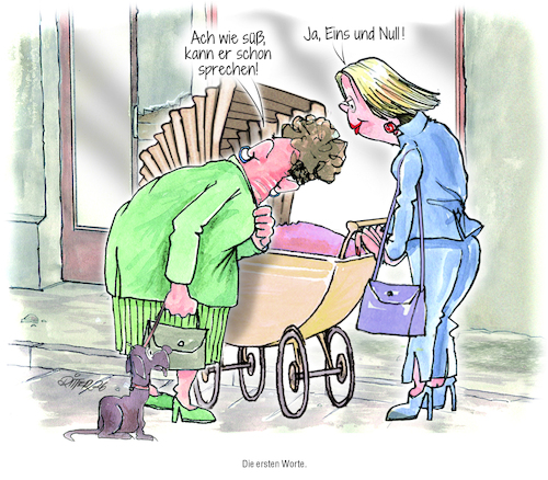 Cartoon: Die ersten Worte (medium) by Ritter-Cartoons tagged ki,pressekarikaturen,und,cartoons,von,berthold,ritter,bei,facebook,unter,ritterkarikaturen,ki,pressekarikaturen,und,cartoons,von,berthold,ritter,bei,facebook,unter,ritterkarikaturen