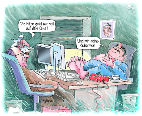 Cartoon: Hitzewelle (medium) by Ritter-Cartoons tagged hitzewelle,pressekarikaturen,und,cartoons,von,berthold,ritter,bei,facebook,unter,ritterkarikaturen,hitzewelle,pressekarikaturen,und,cartoons,von,berthold,ritter,bei,facebook,unter,ritterkarikaturen