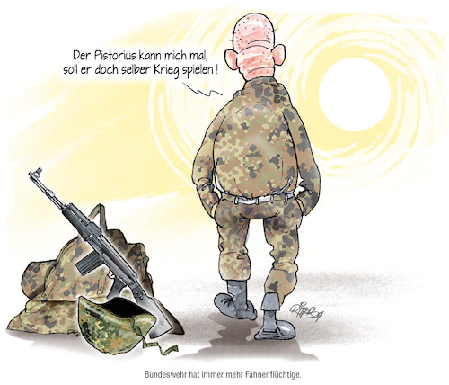 Cartoon: Immer mehr Fahnenflüchtige (medium) by Ritter-Cartoons tagged bundeswehr