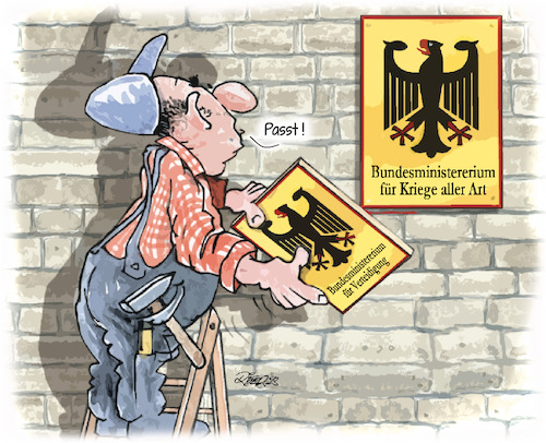 Cartoon: Kriegsministerium (medium) by Ritter-Cartoons tagged schilderwechsel
