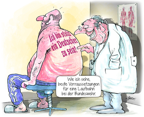 Cartoon: Musterung (medium) by Ritter-Cartoons tagged wehrdienst,bundeswehr,berthold,ritter,karikatur,pressezeichnung,wehrdienst,bundeswehr,berthold,ritter,karikatur,pressezeichnung