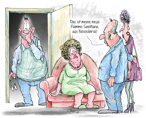 Cartoon: Neue Flamme (medium) by Ritter-Cartoons tagged söhne,familie,kinder,eltern,presse,karikaturen,von,berthold,ritter,cartoons,söhne,familie,kinder,eltern,presse,karikaturen,von,berthold,ritter,cartoons