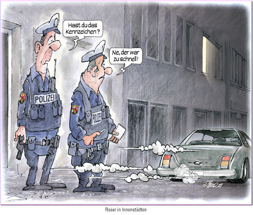 Cartoon: Raser in Innenstädten (medium) by Ritter-Cartoons tagged zu,schnell