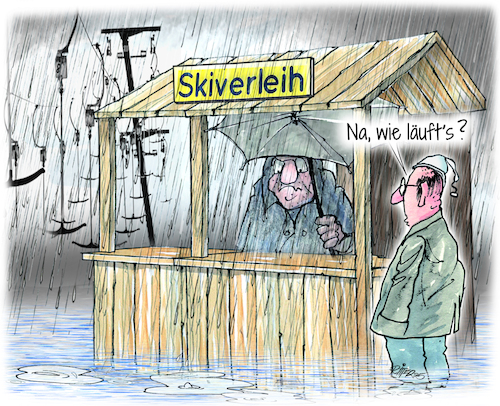 Cartoon: Skisaison (medium) by Ritter-Cartoons tagged klimawandel,berthold,ritter,cartoons,pressekarikatur,karikaturen,pressezeichnung,klimawandel,berthold,ritter,cartoons,pressekarikatur,karikaturen,pressezeichnung