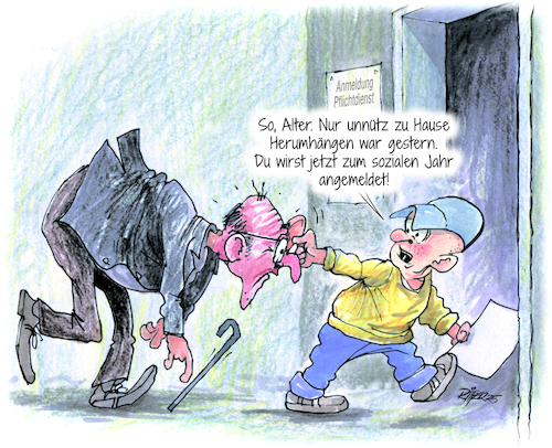Cartoon: Soziales Jahr für Rentner (medium) by Ritter-Cartoons tagged soziales,jahr,für,rentner,soziales,jahr,für,rentner