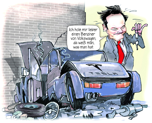 Cartoon: Tasla  US Elektroschrott (medium) by Ritter-Cartoons tagged tasla,us,elektroschrott,elon,musk,tasla,us,elektroschrott,elon,musk