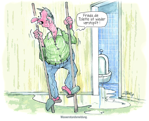 Cartoon: Wasserstandsmeldung (medium) by Ritter-Cartoons tagged wasserstandsmeldung,wasserstandsmeldung