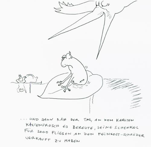 Cartoon: Kastenfrosch (medium) by armella tagged frosch,storch,frosschenkel