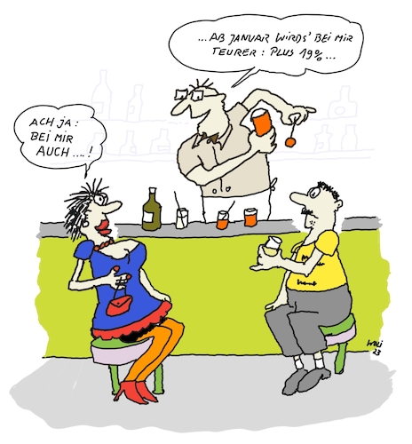 Cartoon: Mehrwertsteuererhöhung 2024 (medium) by woli tagged gastronomie,mehrwertsteuererhöhung,2024