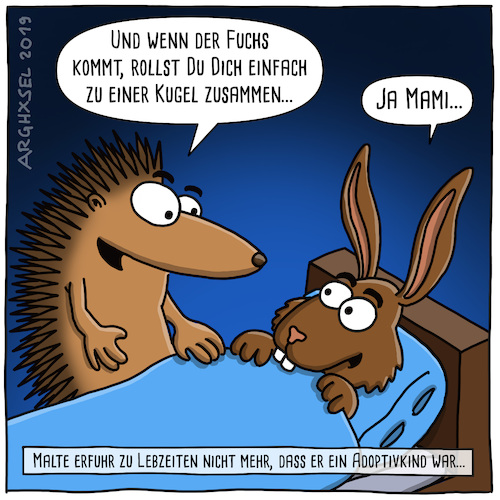 Cartoon: Igel Hase Adoption (medium) by Arghxsel tagged igel,hase,adoption,adoptiert,erziehung,fehler,kinder