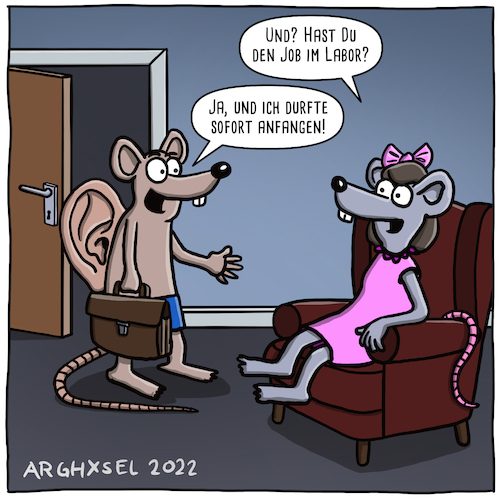 Cartoon: Laborratte mit Ohr (medium) by Arghxsel tagged ratte,labor,tierversuche,job,arbeit,grausam,überflüssig,test,wissenschaft,umstritten