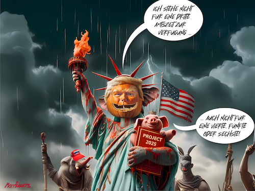 Trumpkings vierte Amtszeit (medium) Cartoon: Trumpkings vierte Amtszeit (medium) by MorituruS tagged us,präsident,donald,trump,usa,könig,lady,liberty,projekt,2025,truth,social,faschismus,royal,humour,no,kings,städte,dritte,amtszeit,2028,militär,autokratie,demokratie,verfassung,erneute,kandidatur,diktator,cartoon,karikatur,moriturus