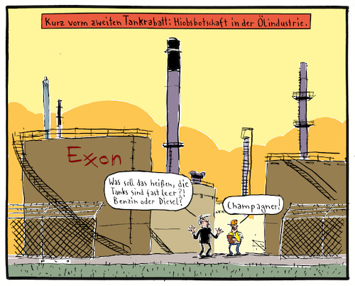 Cartoon: Hiobsbotschaft (medium) by F L O tagged tankrabatt,öl,benzin,diesel,champagner,übergewinnsteuer,preisexplosion,spritpreisdeckel,regierung,tankrabatt,öl,benzin,diesel,champagner,übergewinnsteuer,preisexplosion,spritpreisdeckel,regierung