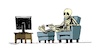 Cartoon: Homo Streamens (small) by Floffiziell tagged tv,fernsehen,skelett,streaming