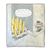 Cartoon: Schranke (small) by F L O tagged schranke,rot,weiß,weiss,pommes,frites,räuber,pommesgabel,straße,hinterhalt,falle