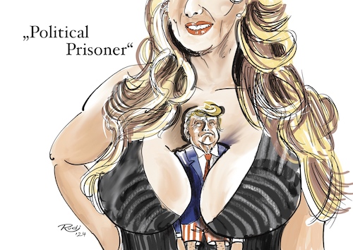 Cartoon: Political Prisoner (medium) by Rudissketchbook tagged trump,politicalprisoner,jail,urteil,stormy,daniels,usa,wahlkampf,schmiergeld