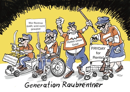 Cartoon: Raubrentner (medium) by Rudissketchbook tagged rentenreform,rente,babyboomer,altersarmut,rentenklau
