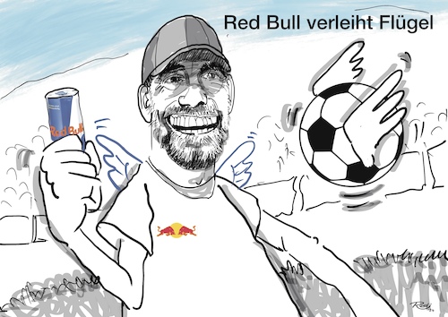 Cartoon: Red Bull verleiht Flügel (medium) by Rudissketchbook tagged red,bull,jürgen,klopp,fußball,millionendeal,manager,head,of,soccer,trainer,fußballtrainer,werbung,marketing