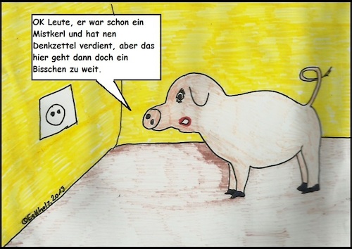 Cartoon: Das geht zu weit... (medium) by Sven1978 tagged schwein,steckdose,strafe,rache