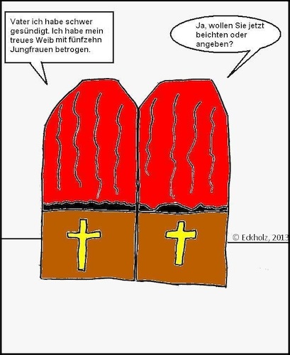 Cartoon: Im Beichtstuhl... (medium) by Sven1978 tagged beichtstuhl,beichte,kirche,katholizismus,absolution,glauben,christentum,gesellschaft,ehebruch,treuebruch,männer,pfarrer,priester
